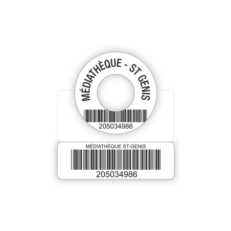 Macarons de propriété avec code-barres + un rappel pour CD ou DVD Ø 35 mm