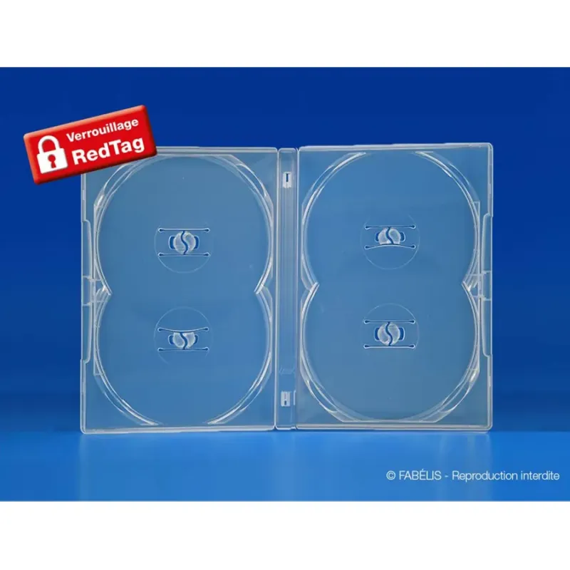 Boîtier 4 DVD AMARAY “fixation push” transparent