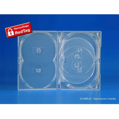 Boîtier 6 DVD AMARAY “fixation push” transparent avec un plateau tournant