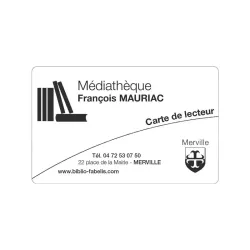 100 Cartes de lecteur PVC personnalisable avec code-barres - 86 x 54 mm - Monochrome