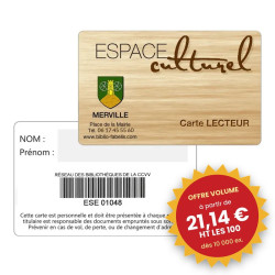 100 Cartes de lecteur PVC personnalisable avec code-barres - 86 x 54 mm - Quadrichromie